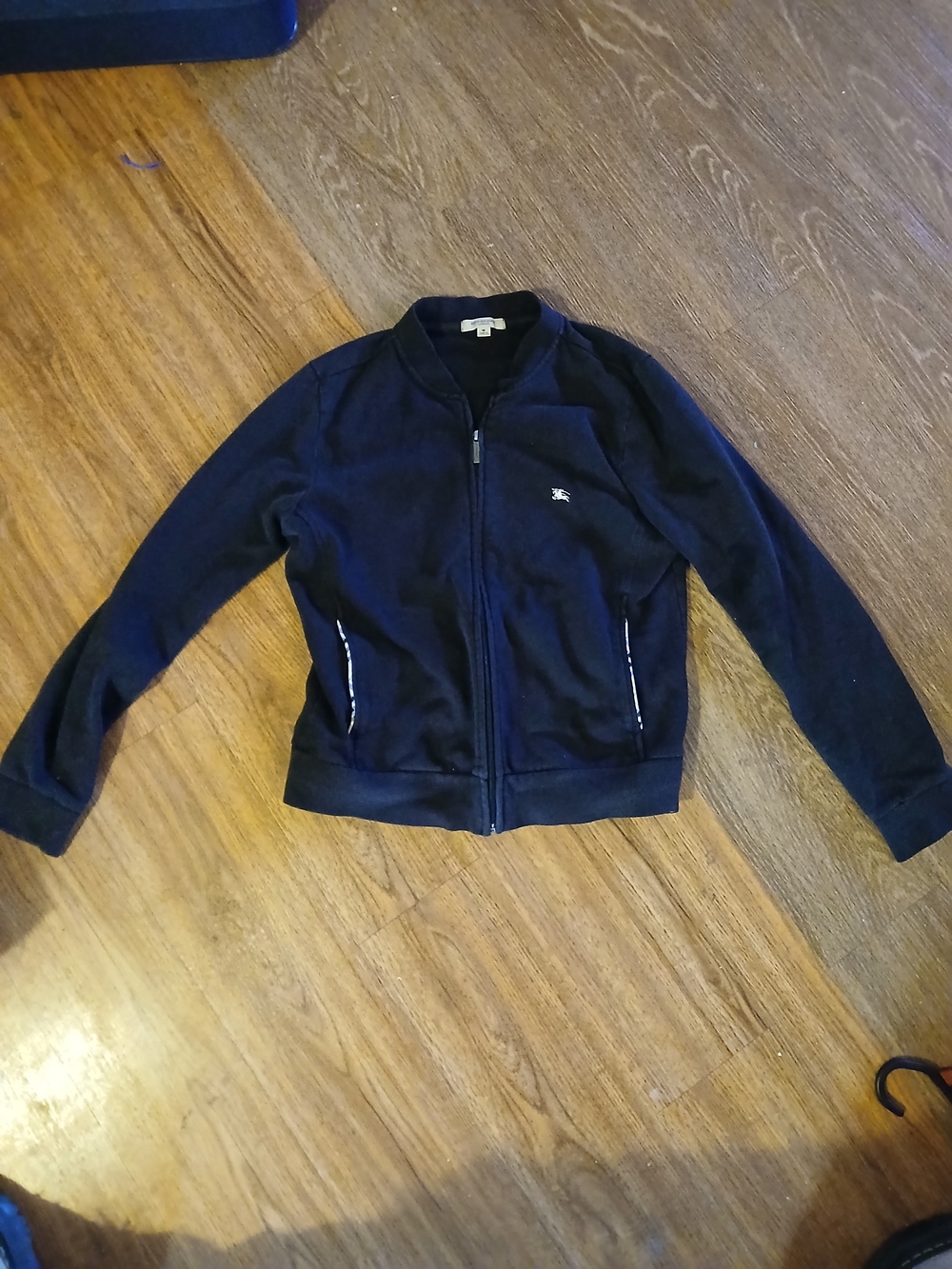 Vintage Authentic Burberry Black Cotton Zip Jacket
